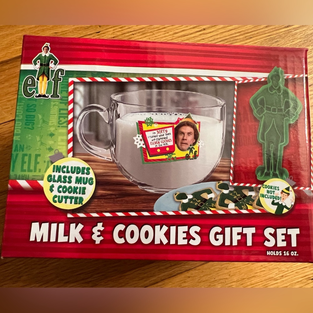 Elf milk mug and cookies set